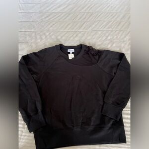 evereve sweatshirt Women’s Large Black Crew neck Grunge Mesh Cut Out NWT